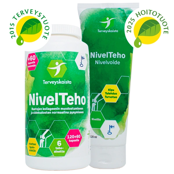 NivelTeho 180 kaps. + NivelTeho Nivelvoide 120 ml TARJOUS!