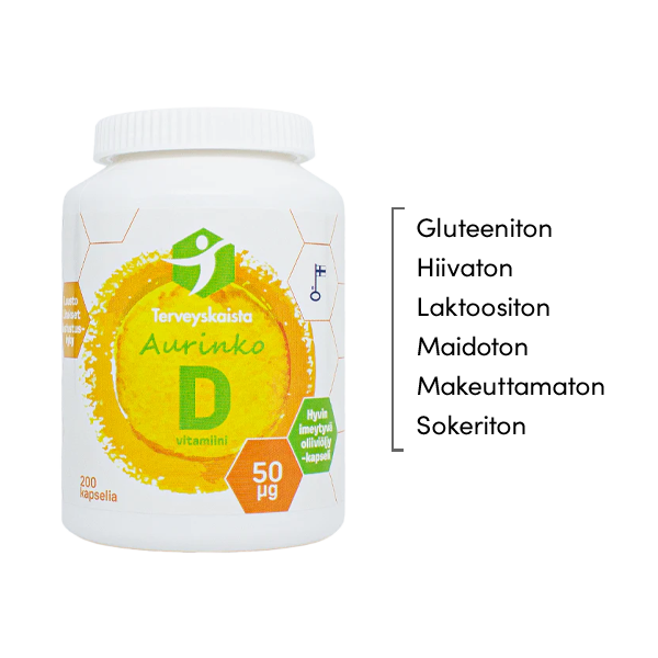 Aurinko D-vitamiini 50 µg Extra virgin oliiviöljyssä