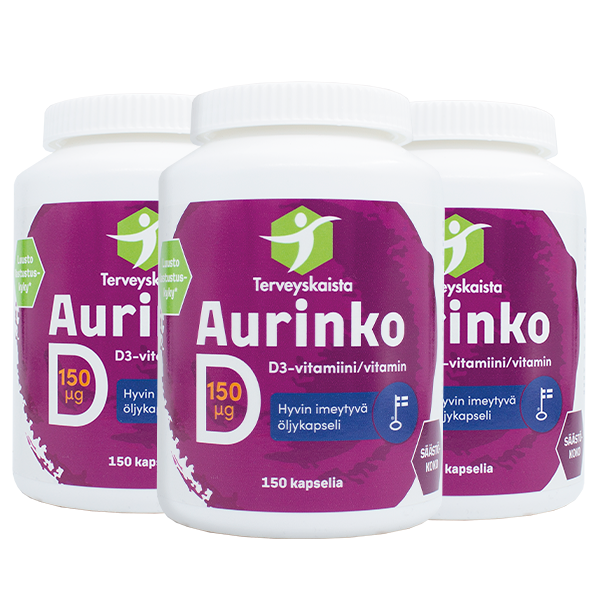 Aurinko D-vitamiini 150 µg 3 kpl PAKETTITARJOUS!