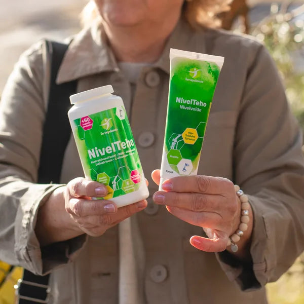 NivelTeho 180 kaps. + NivelTeho Nivelvoide 120 ml TARJOUS!