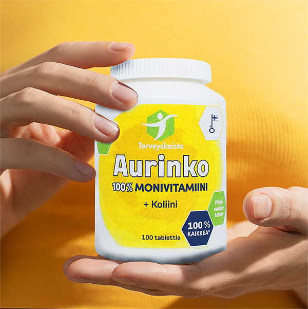 Aurinko100% Monivitamiini + koliini 100 tabl